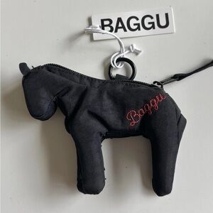 NEW Baggu Horse Charm Nylon Bag Keychain Pony Holder Black